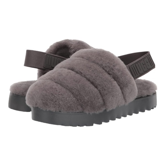 UGG Shoes - UGG Super Fluff Slipper Charcoal Size 7
